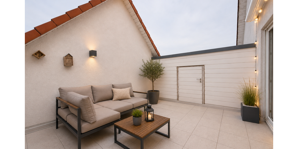 Südterrasse mit Dekobeispiel